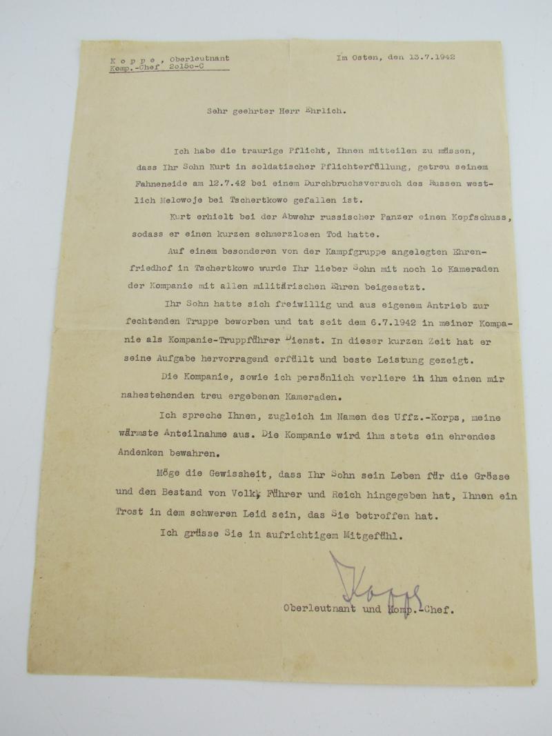 Death Notice To Father Of Soldier Written By His Commander