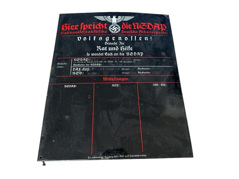 NSDAP Enamel Sign (Information Board)