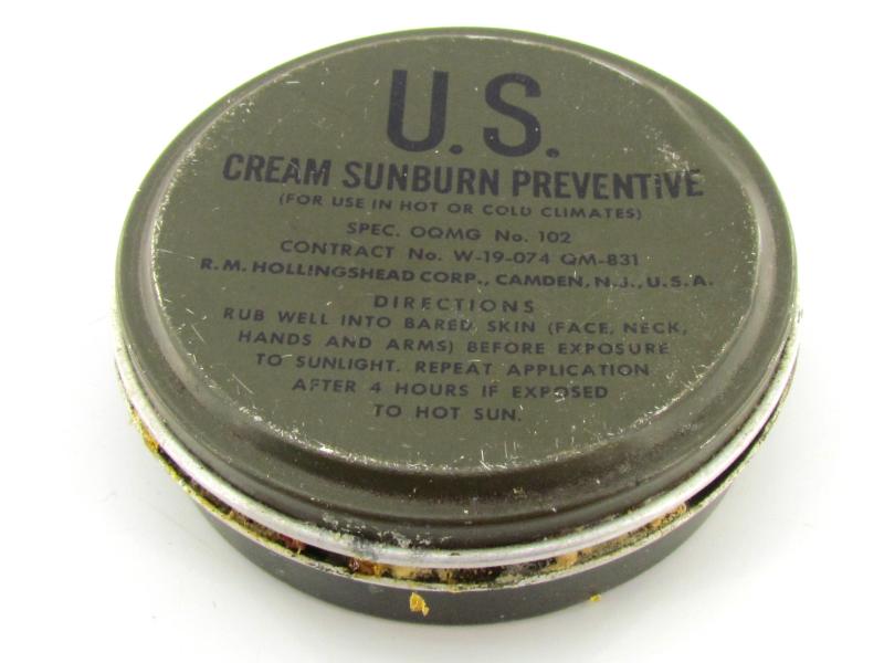 US WWII era Sunburn Cream in metal can