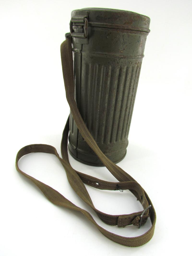 Wehrmacht Early Short Gasmask Cannister With Straps