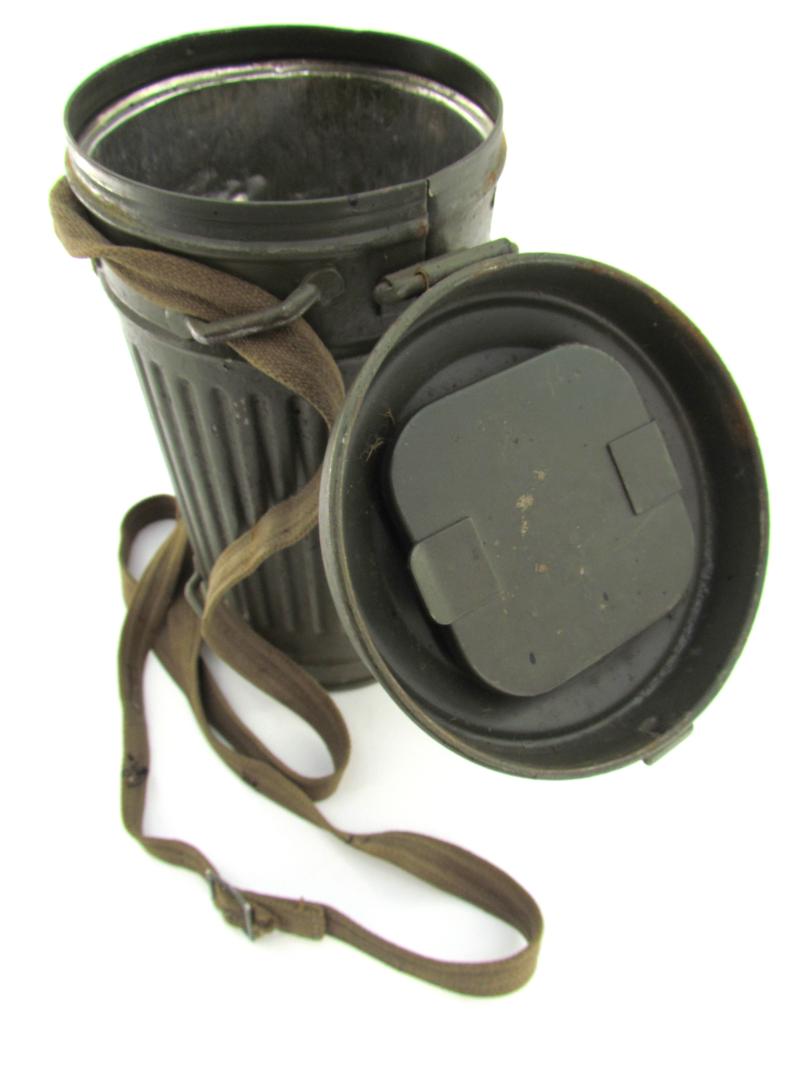Wehrmacht Early Short Gasmask Cannister With Straps