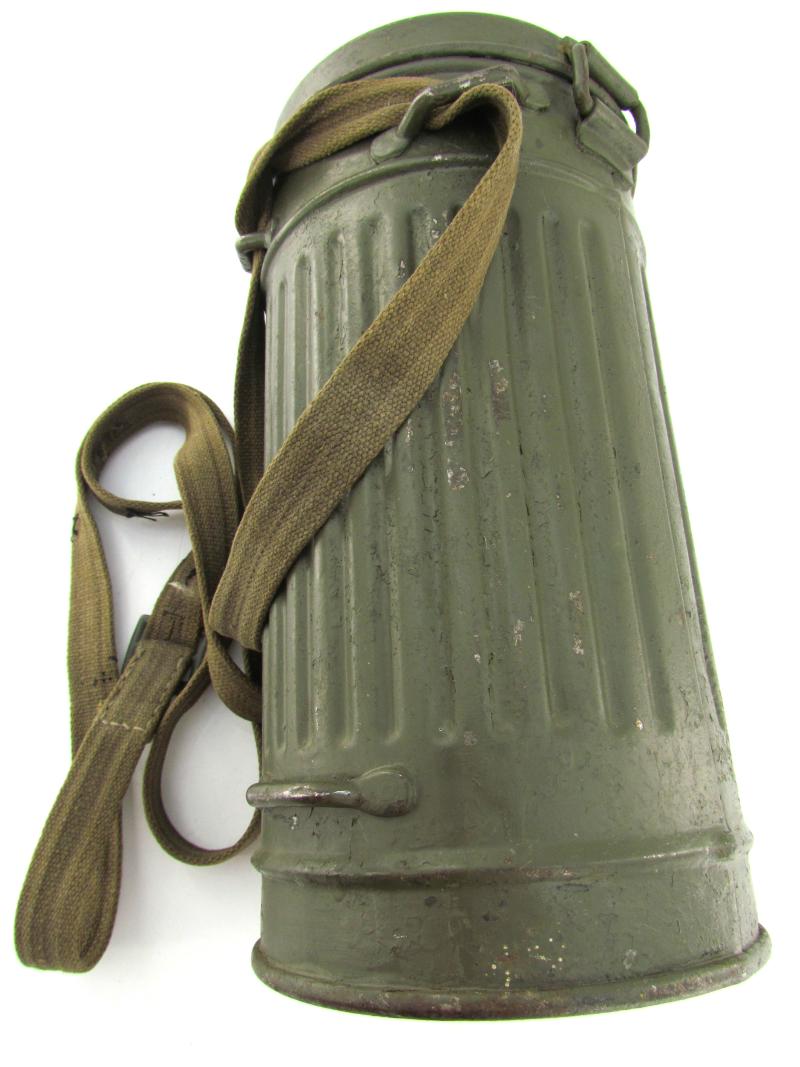 Wehrmacht Early Short Gasmask Cannister With Straps