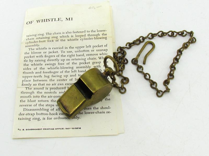 US WWII Army M1 Wistle with Chain