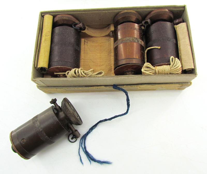 Original WWII German Druck-Zünder 35 (DZ 35) — set of 4 in the original carton.