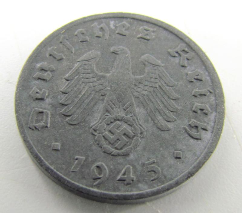 Original 1945 German 1 Reichspfennig Coin – Berlin Mint (“A”)