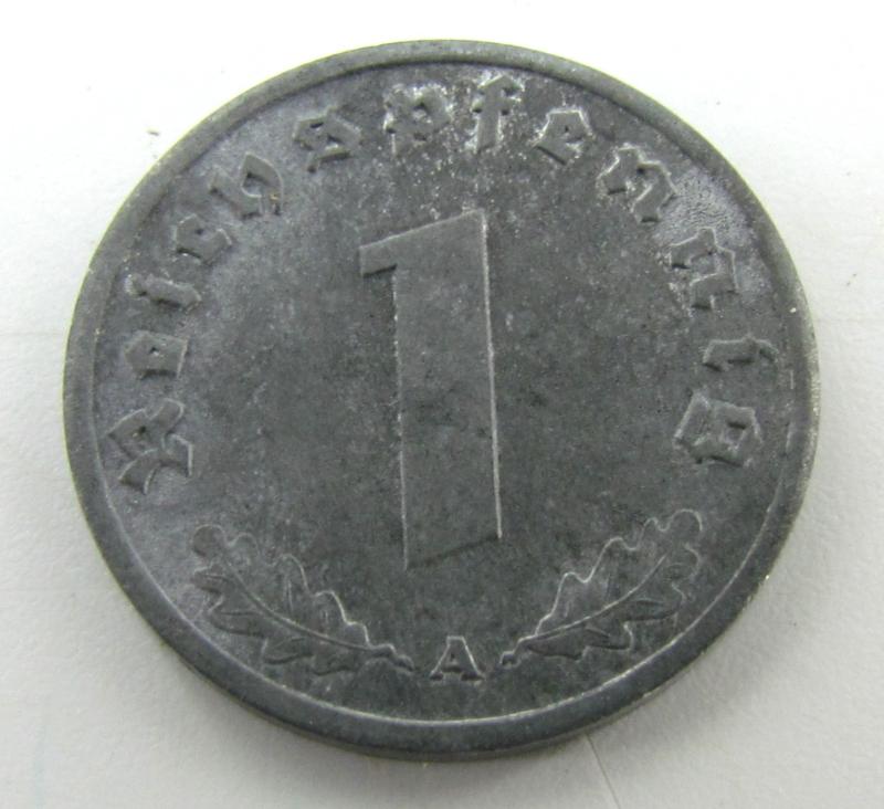 Original 1945 German 1 Reichspfennig Coin – Berlin Mint (“A”)