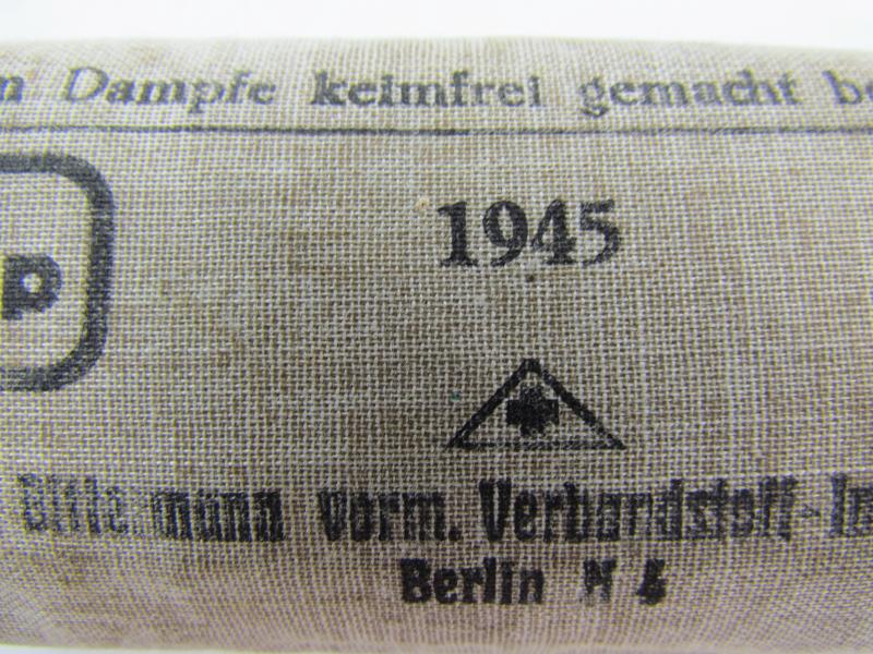 Original German WWII First Aid Bandage – Verbandpäckchen 1945 (Berlin)