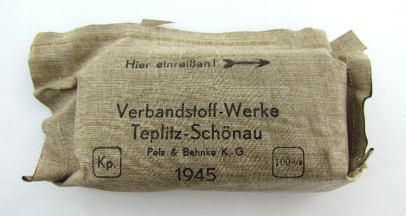 Original German WWII First Aid Bandage – Verbandpäckchen 1945