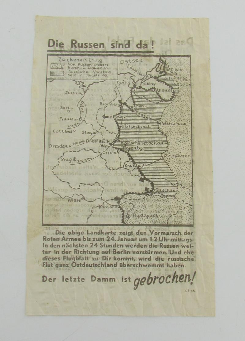 Allied Propaganda Leaflet “Die Russen sind da!” (CT-45), January 1945